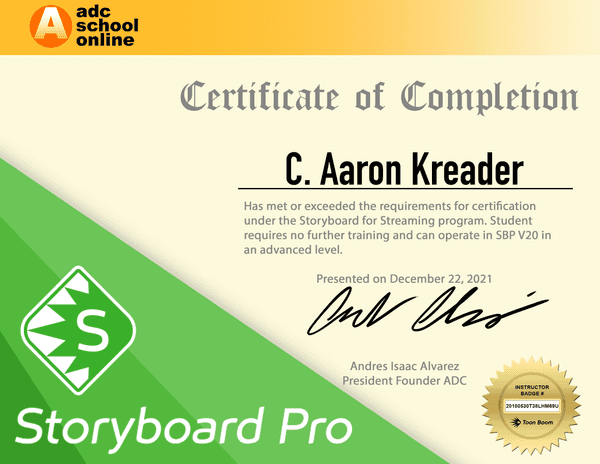 Advanced Storyboard Pro v20 certificate